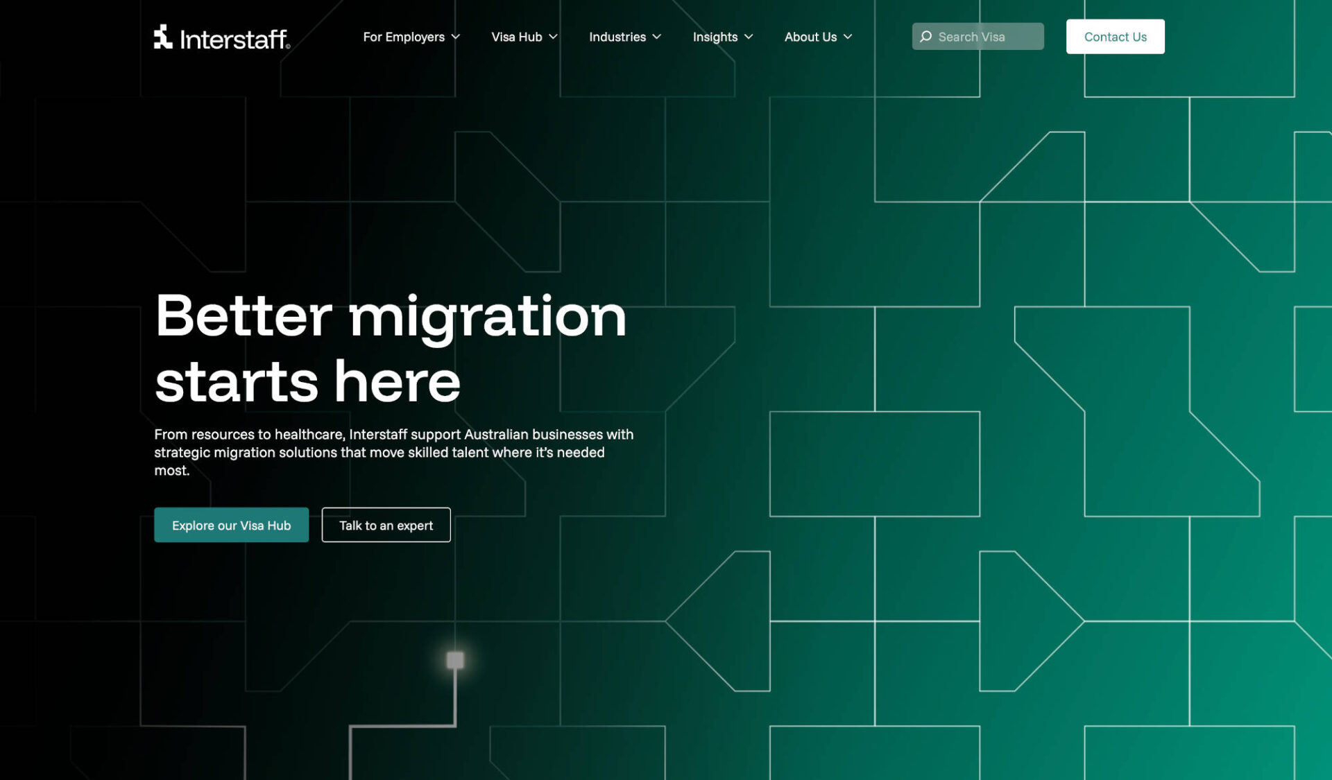 Interstaff website homepage screenshot
